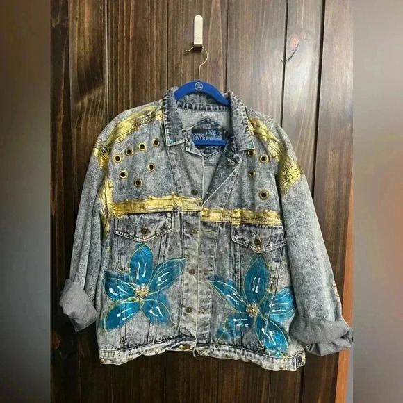 Vintage 90’s Statement Piece Flower Bedazzled Jacket- Rare- Peak 90’s-size: XL - Picture 5 of 16